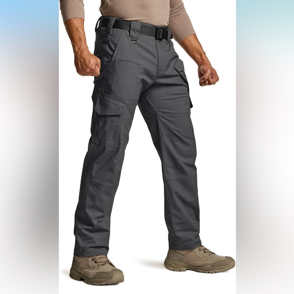 NWT CQR Men's Flex Ripstop Tactical Pants Water Resistant Stretch Charcoal 32/30